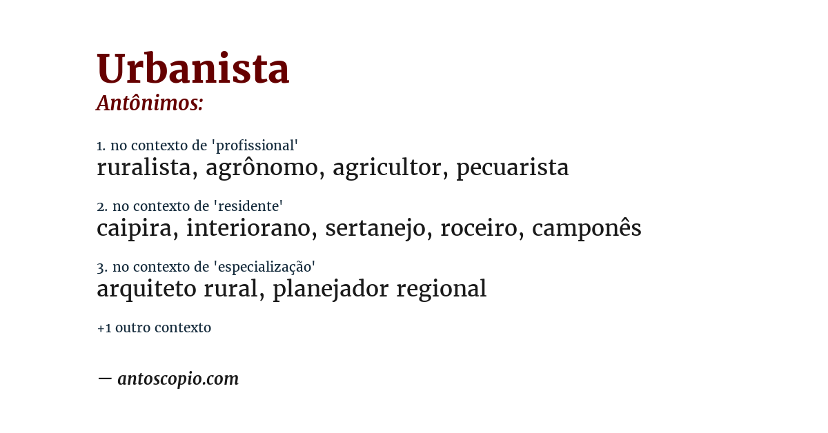 Antônimo de urbanista