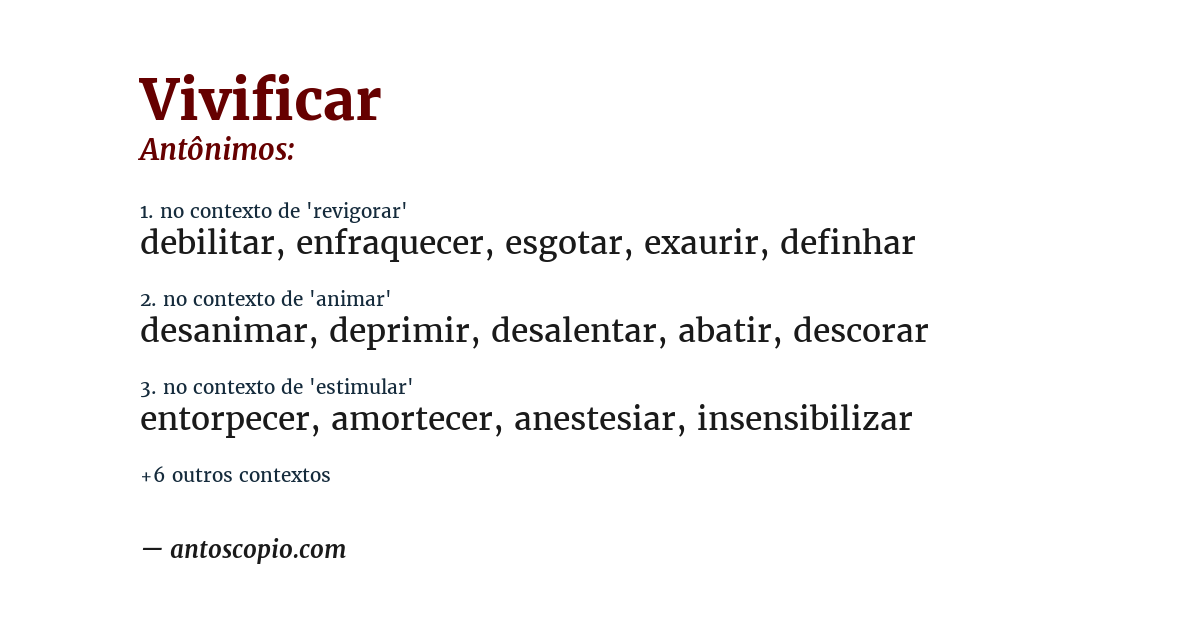 Antônimo de vivificar