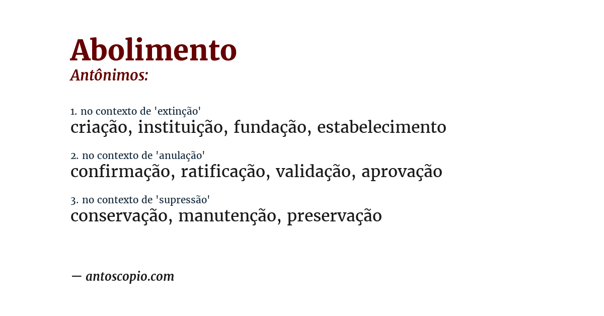 Antônimo de abolimento