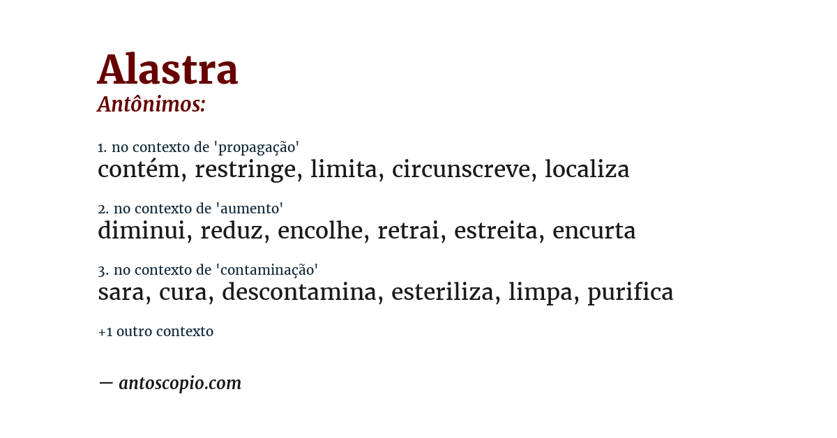 Antônimo de alastra