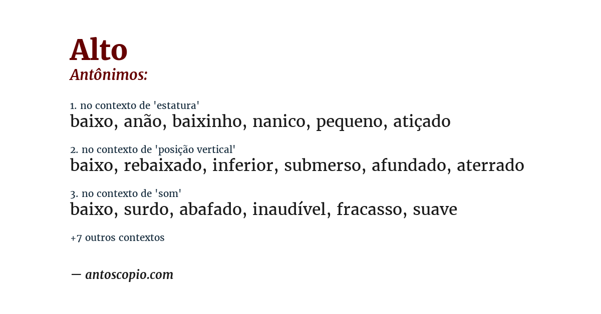 Antônimo de alto