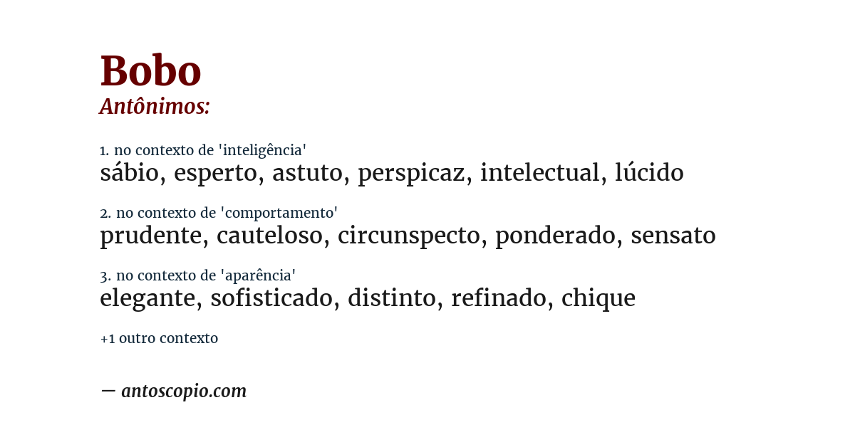 Antônimo de bobo