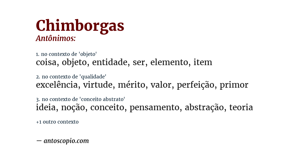 Antônimo de chimborgas