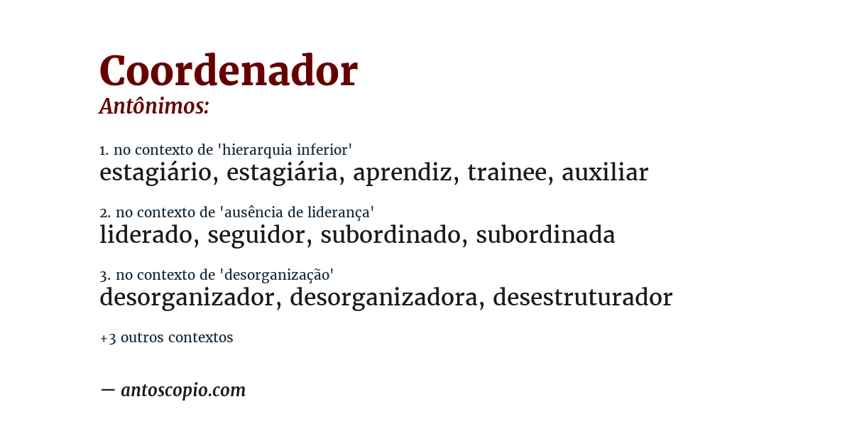Antônimo de coordenador
