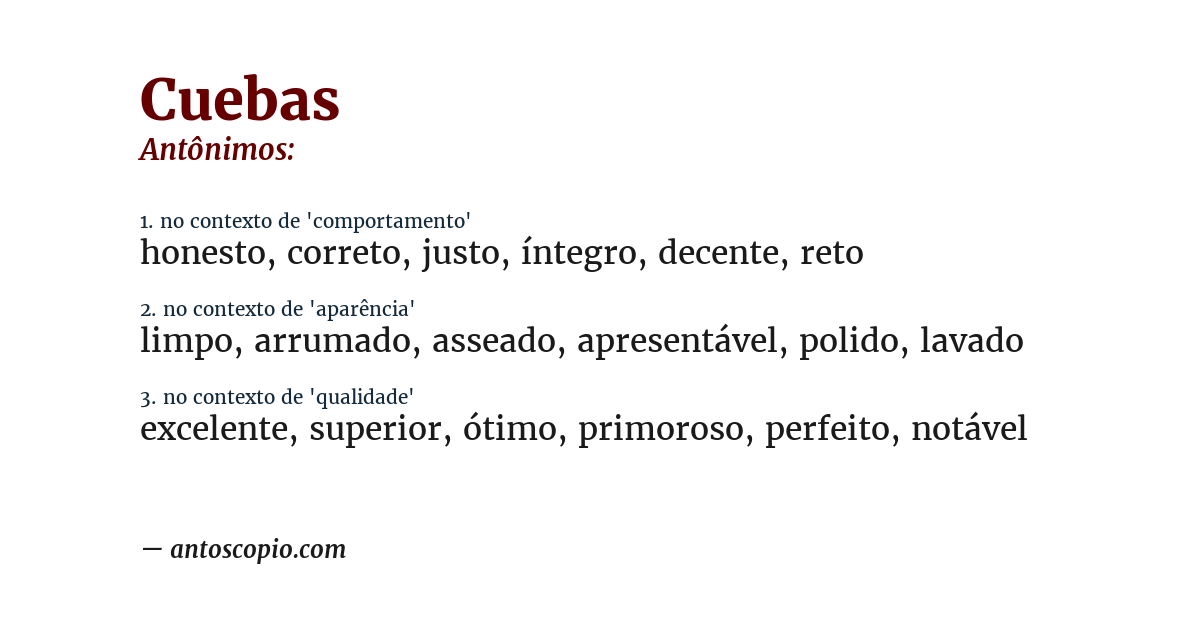 Antônimo de cuebas