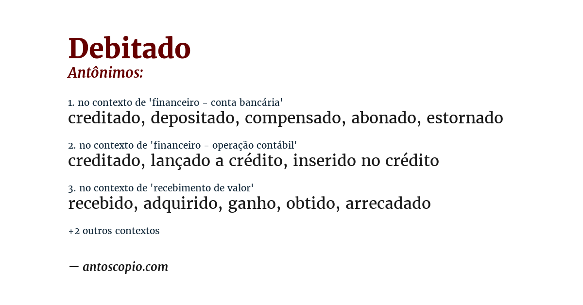 Antônimo de debitado