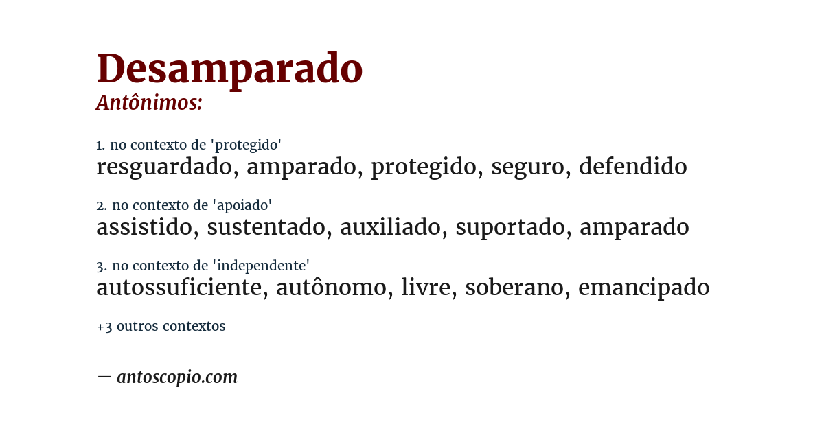 Antônimo de desamparado