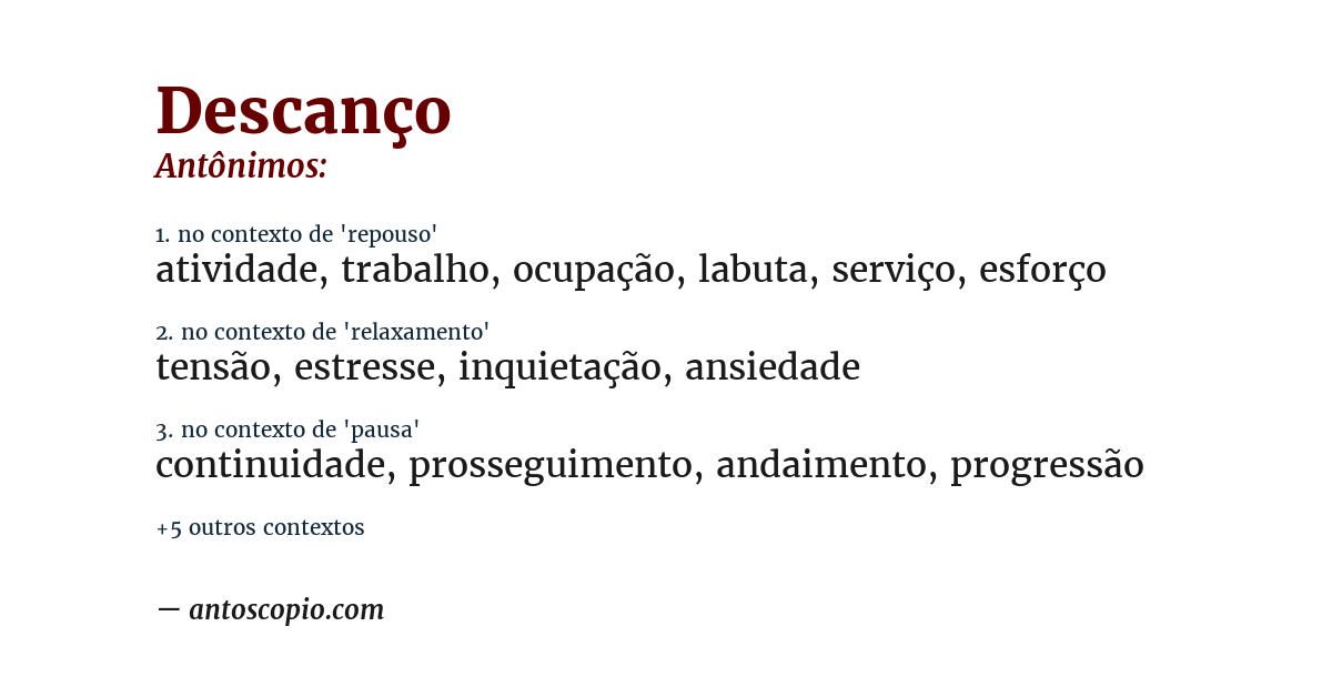 Antônimo de descanço
