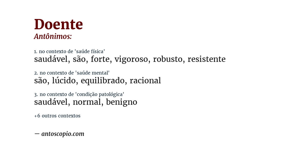 Antônimo de doente