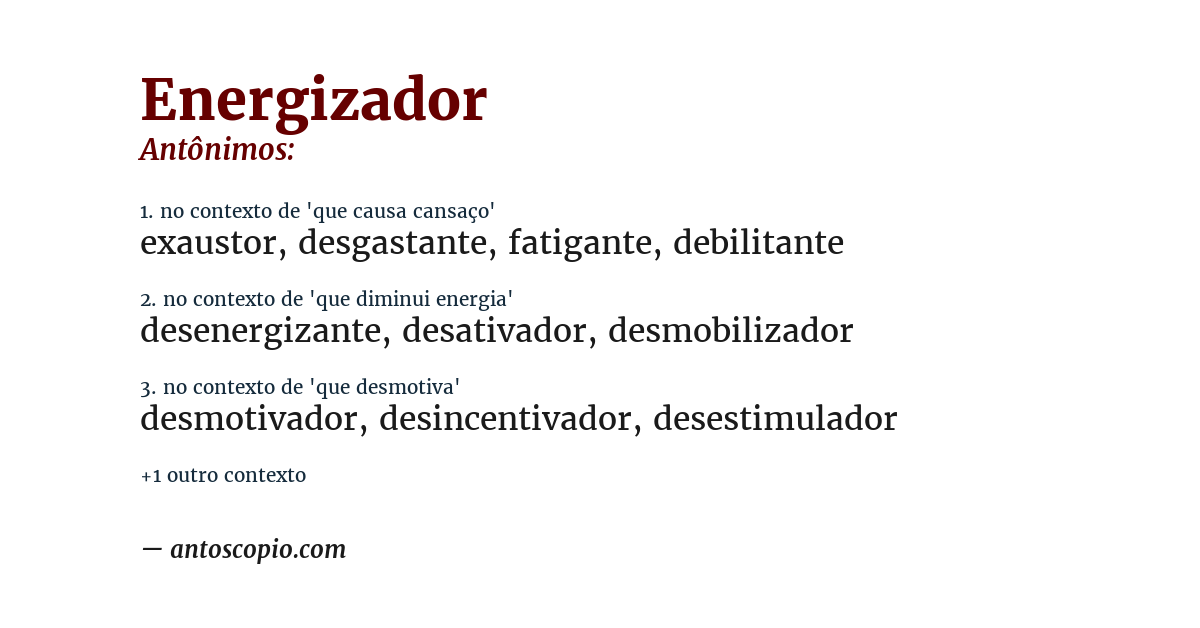 Antônimo de energizador