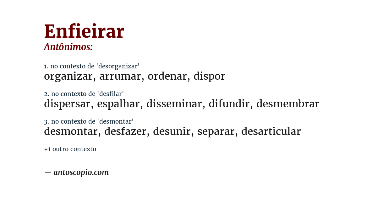 Antônimo de enfieirar