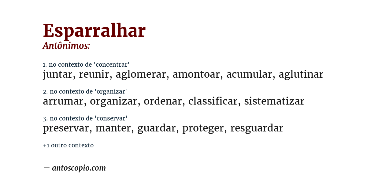 Antônimo de esparralhar