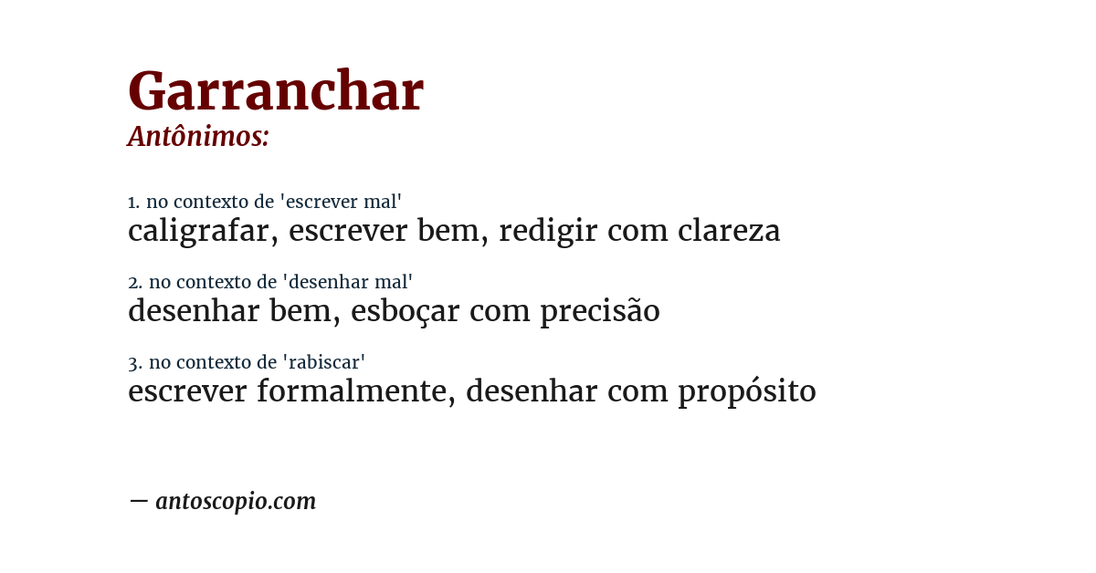 Antônimo de garranchar