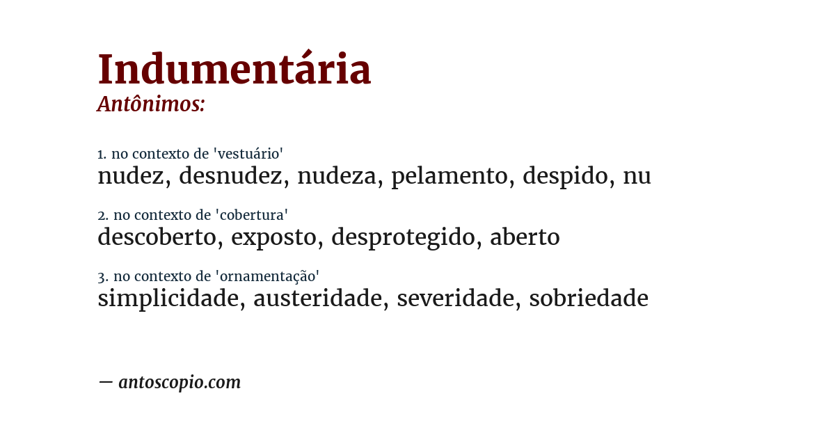 Antônimo de indumentária