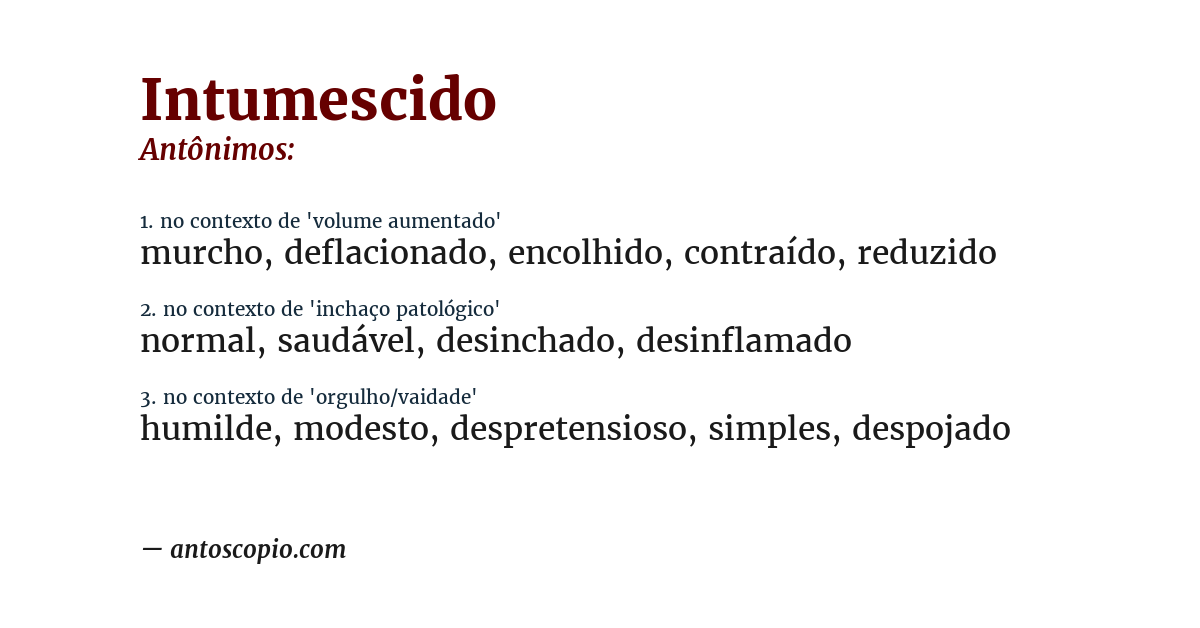 Antônimo de intumescido
