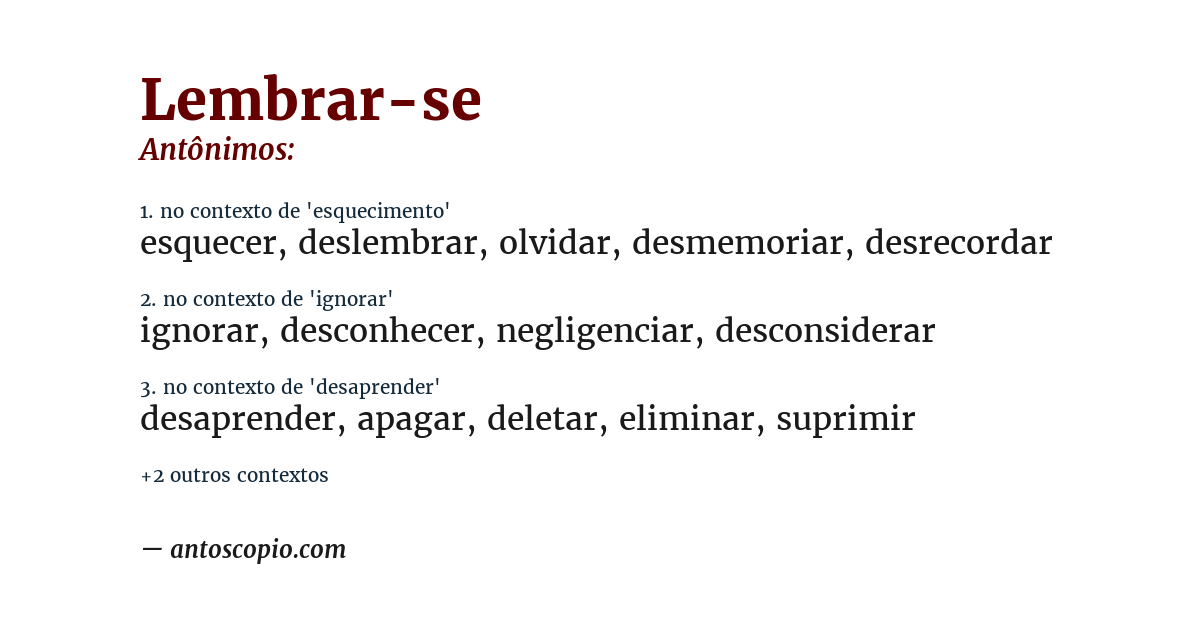 Antônimo de lembrar-se