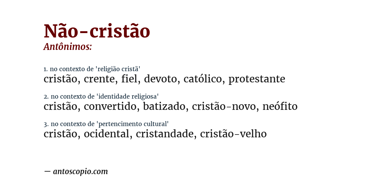 Antônimo de não-cristão