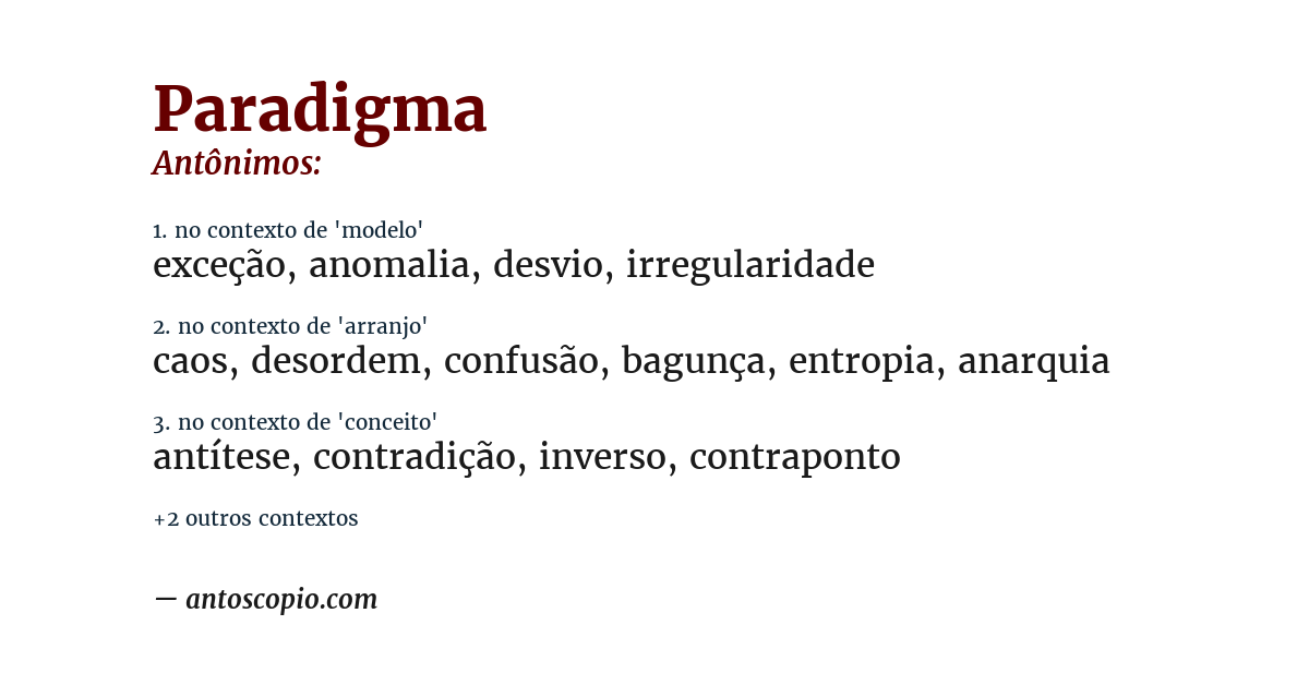 Antônimo de paradigma