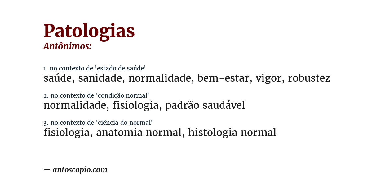 Antônimo de patologias