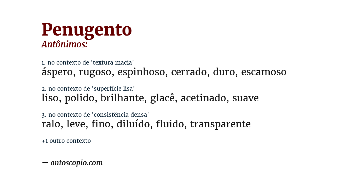 Antônimo de penugento