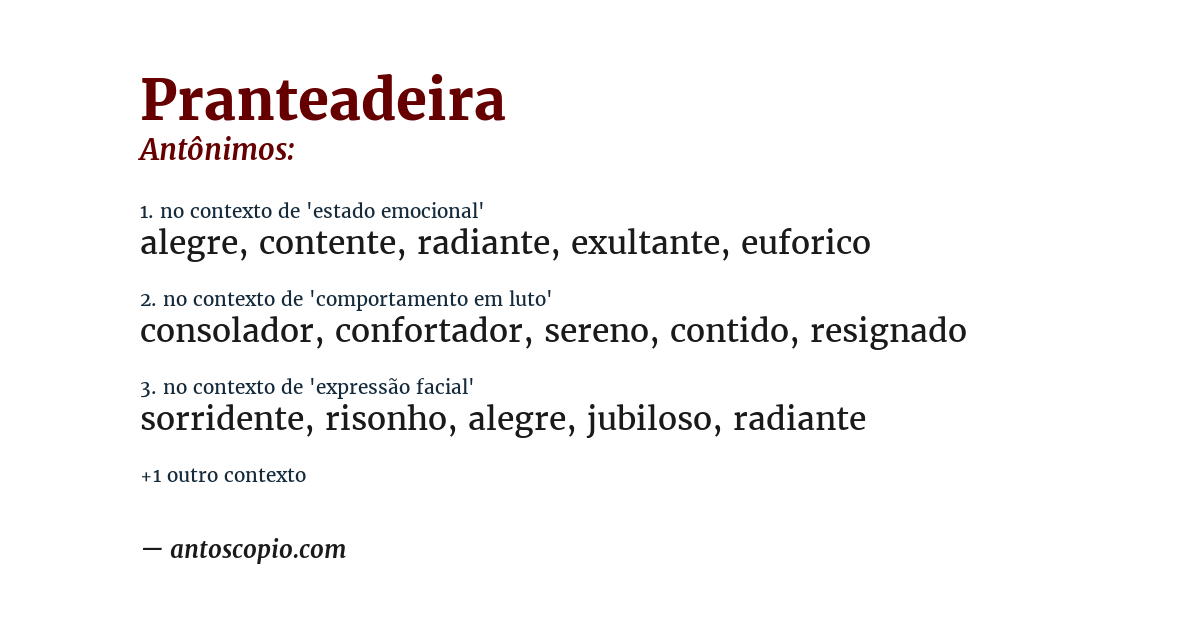 Antônimo de pranteadeira