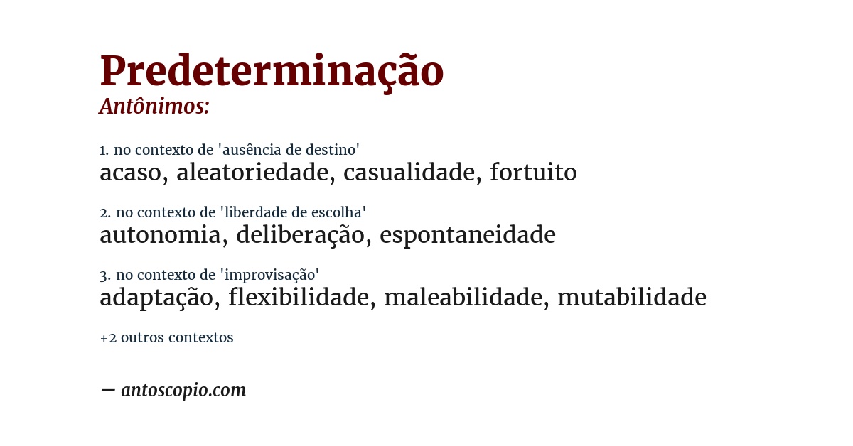 Antônimo de predeterminação
