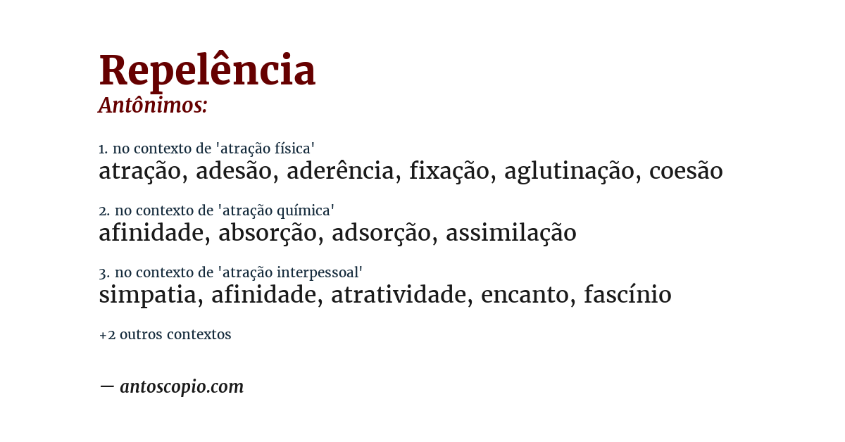 Antônimo de repelência