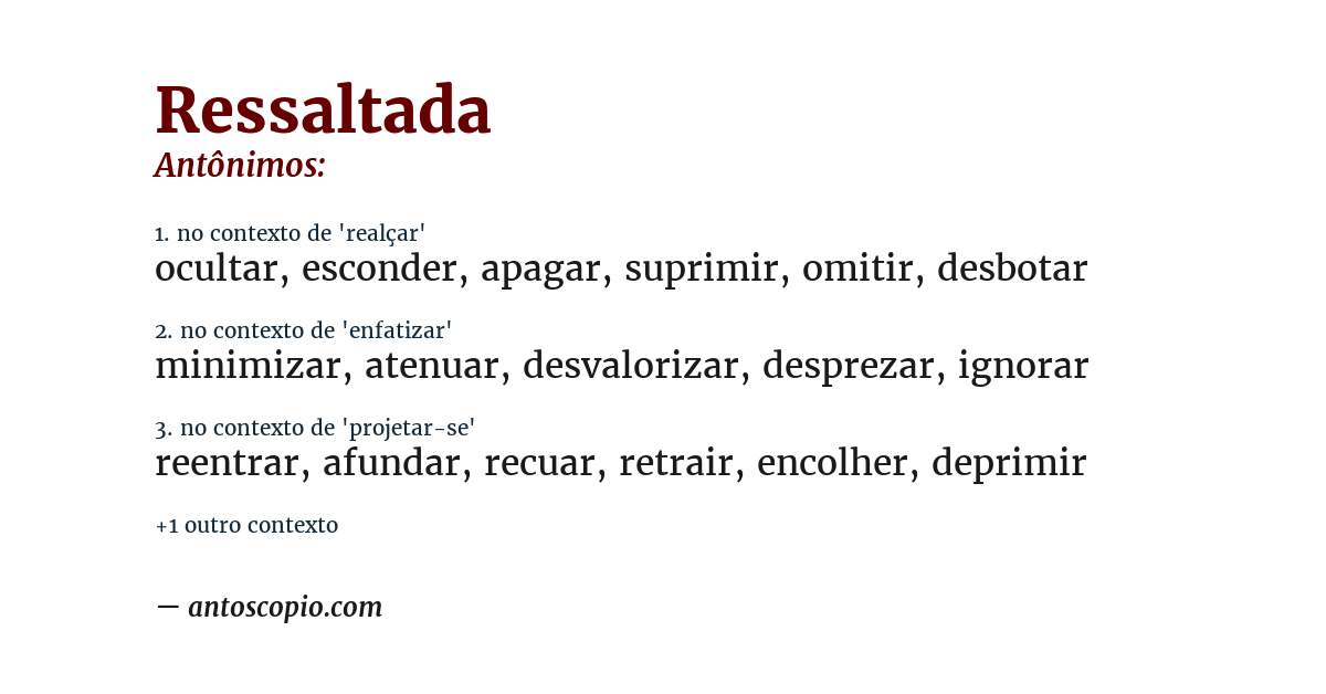 Antônimo de ressaltada