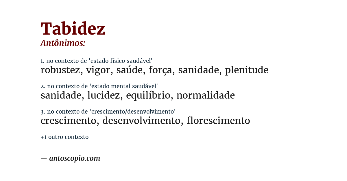 Antônimo de tabidez