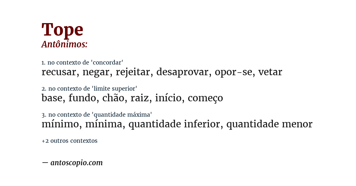 Antônimo de tope