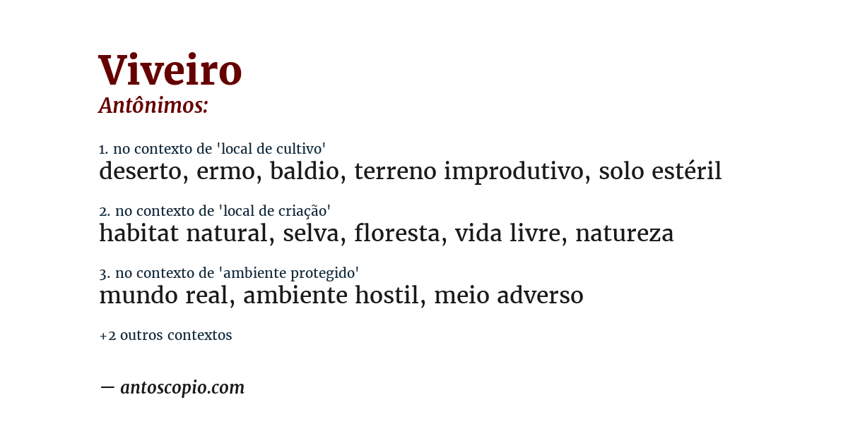 Antônimo de viveiro