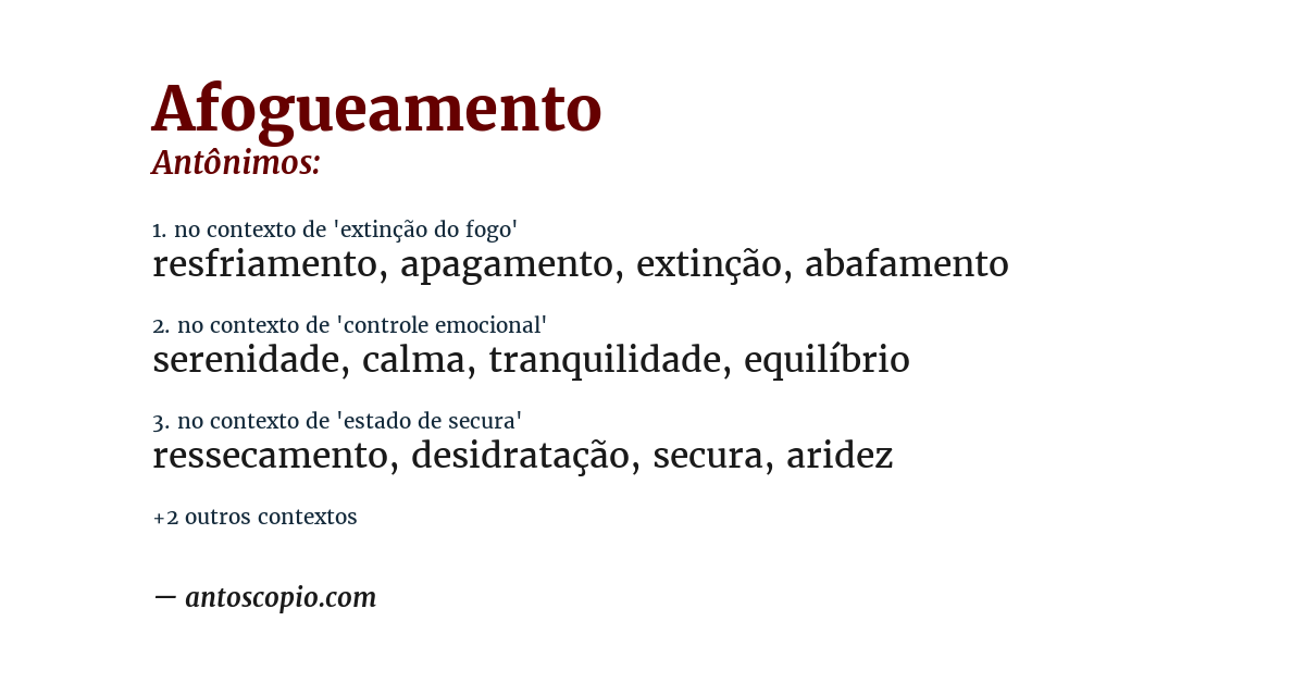 Antônimo de afogueamento