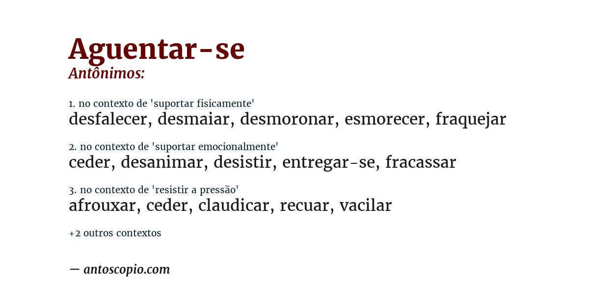 Antônimo de aguentar-se
