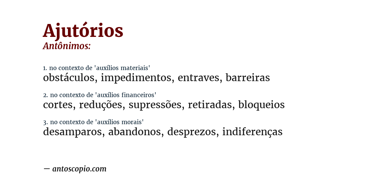 Antônimo de ajutórios