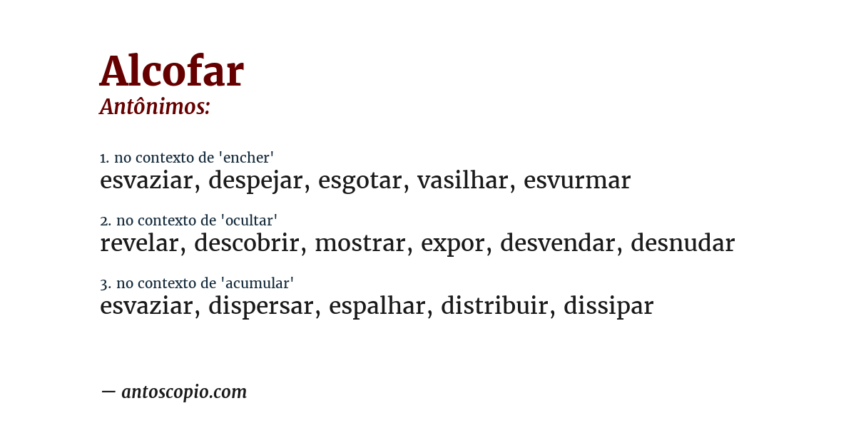 Antônimo de alcofar