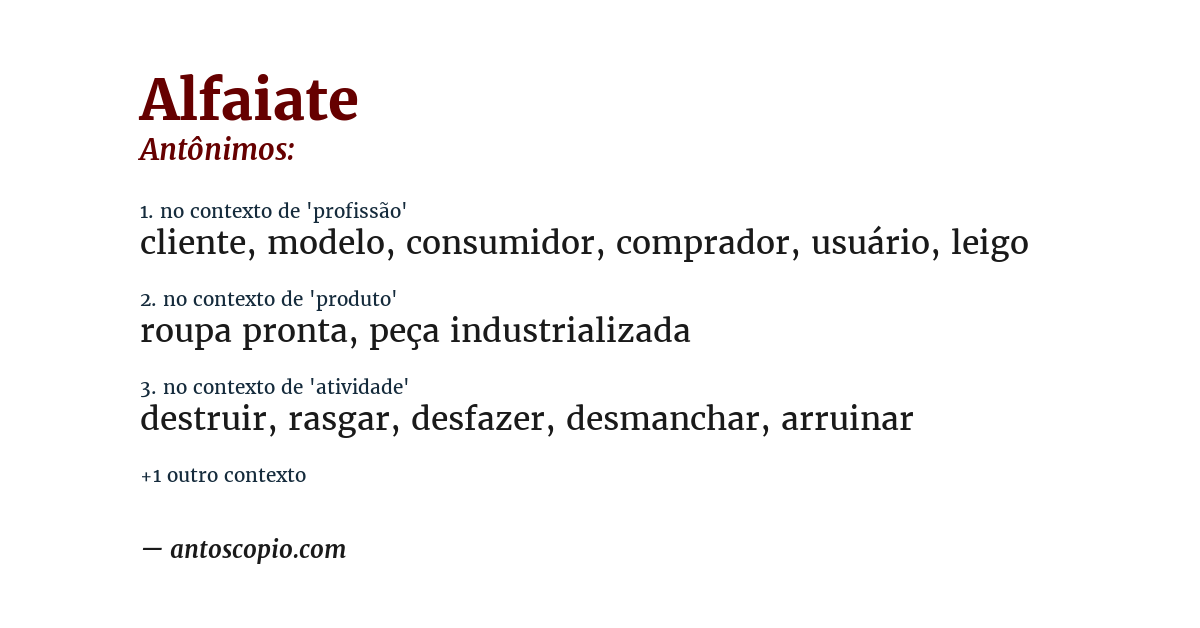 Antônimo de alfaiate