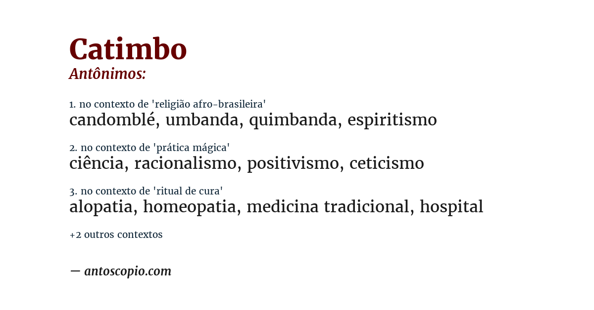 Antônimo de catimbo