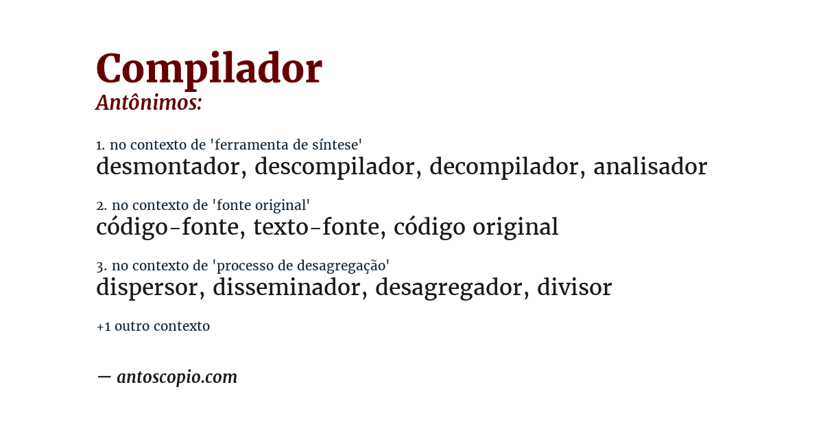 Antônimo de compilador