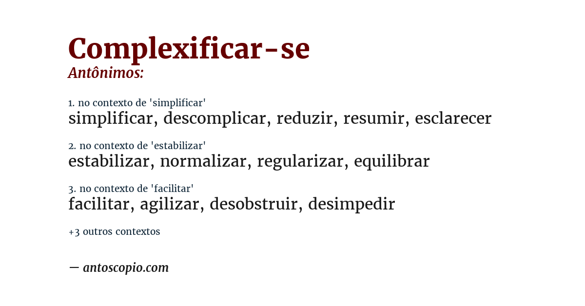 Antônimo de complexificar-se