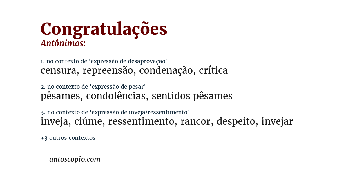 Antônimo de congratulações
