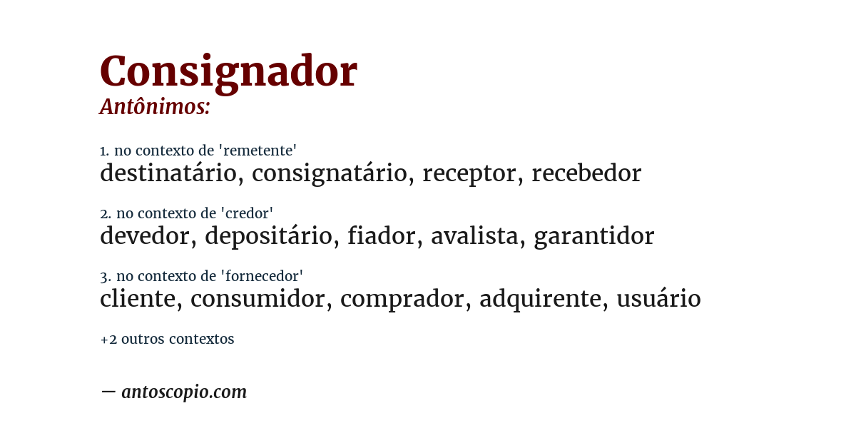 Antônimo de consignador