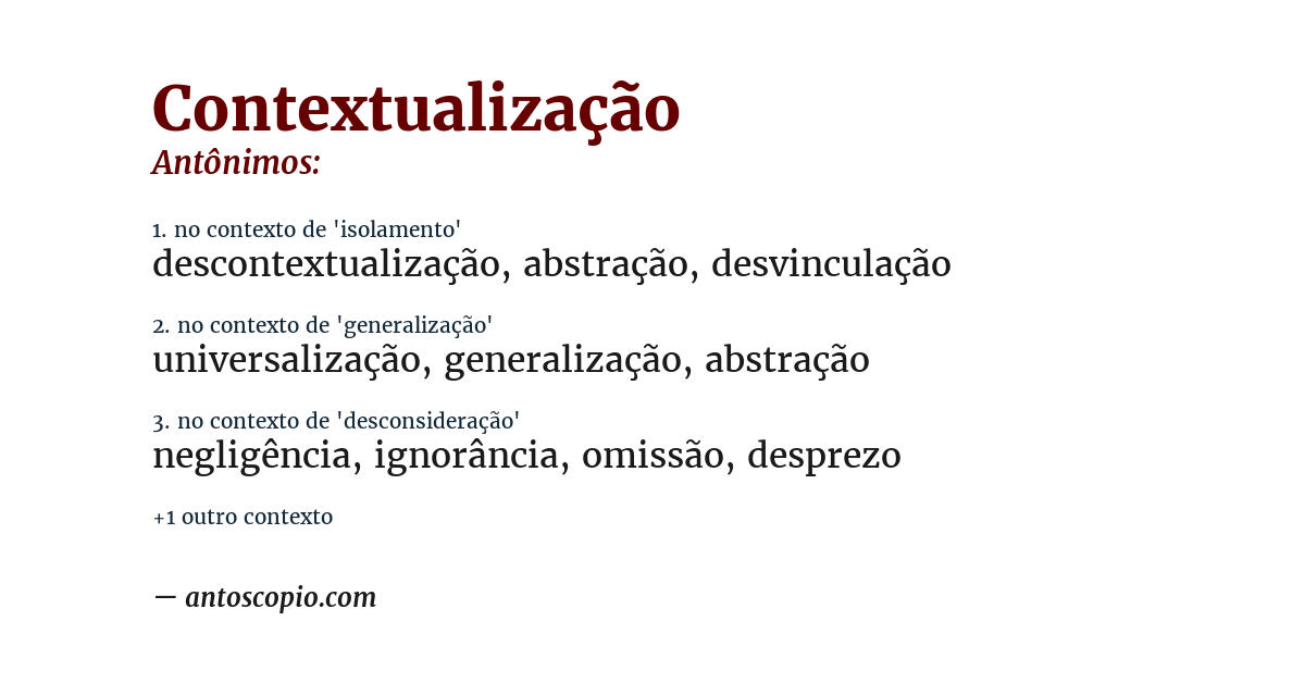 Antônimo de contextualização