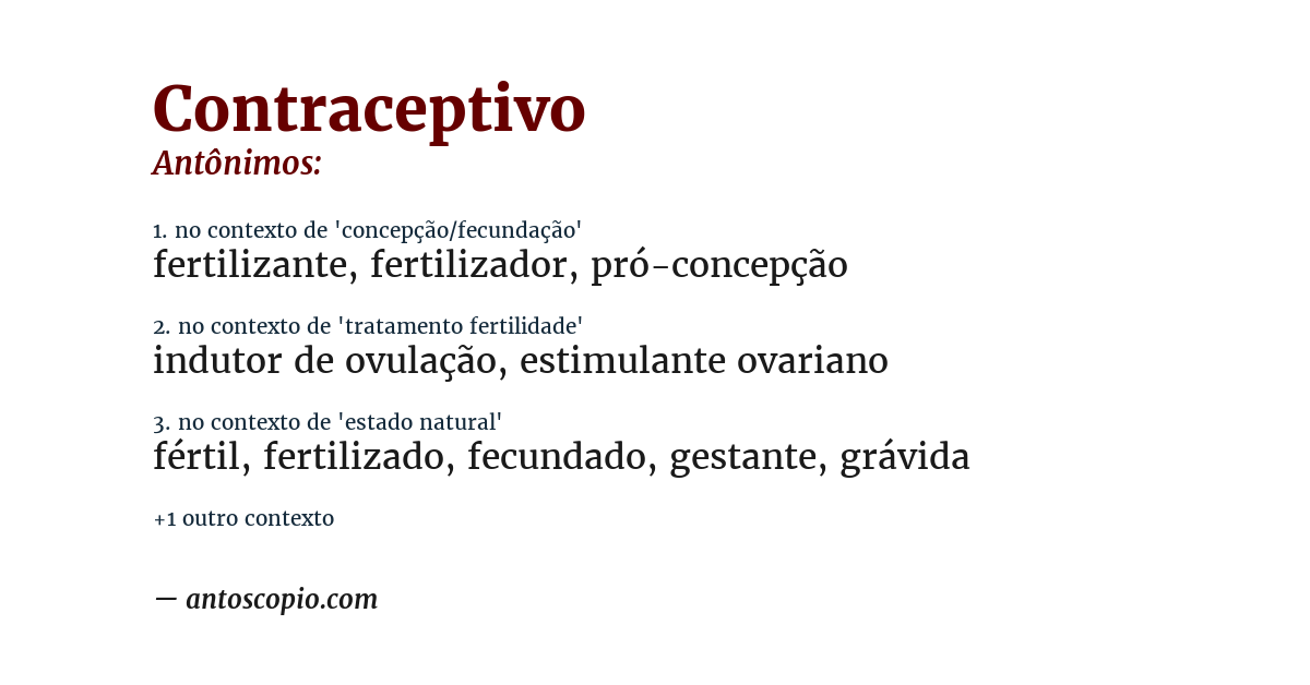 Antônimo de contraceptivo