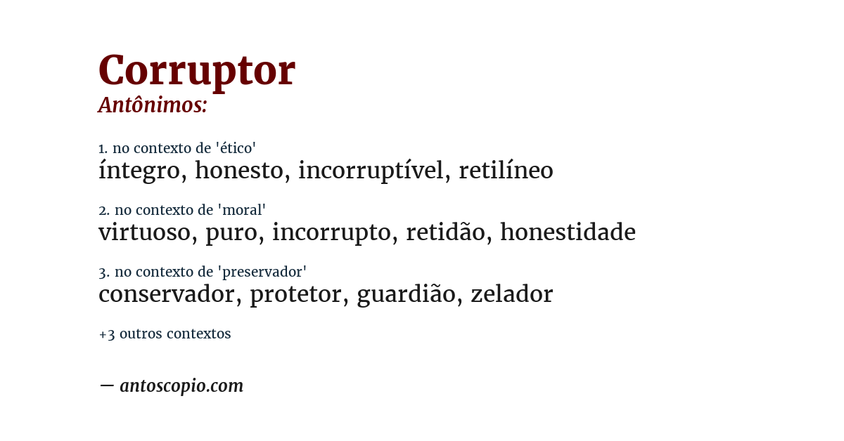 Antônimo de corruptor