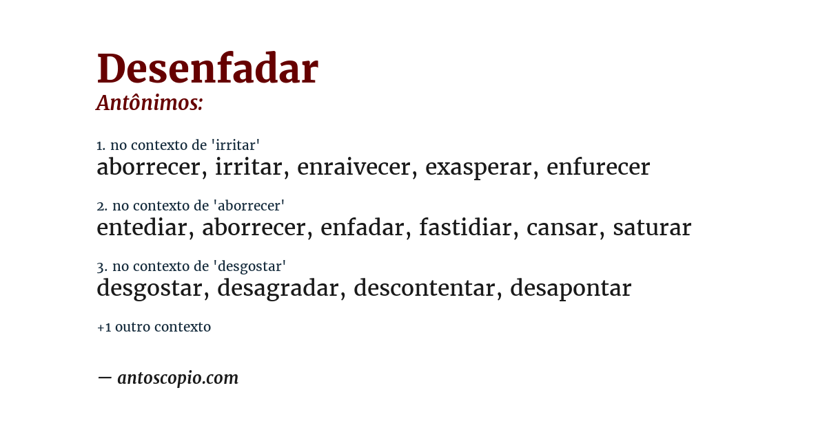 Antônimo de desenfadar
