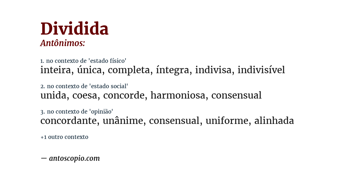 Antônimo de dividida