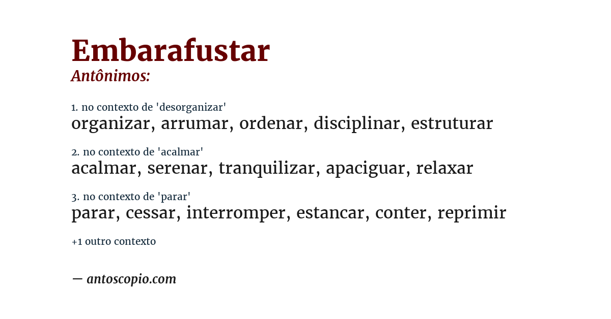 Antônimo de embarafustar