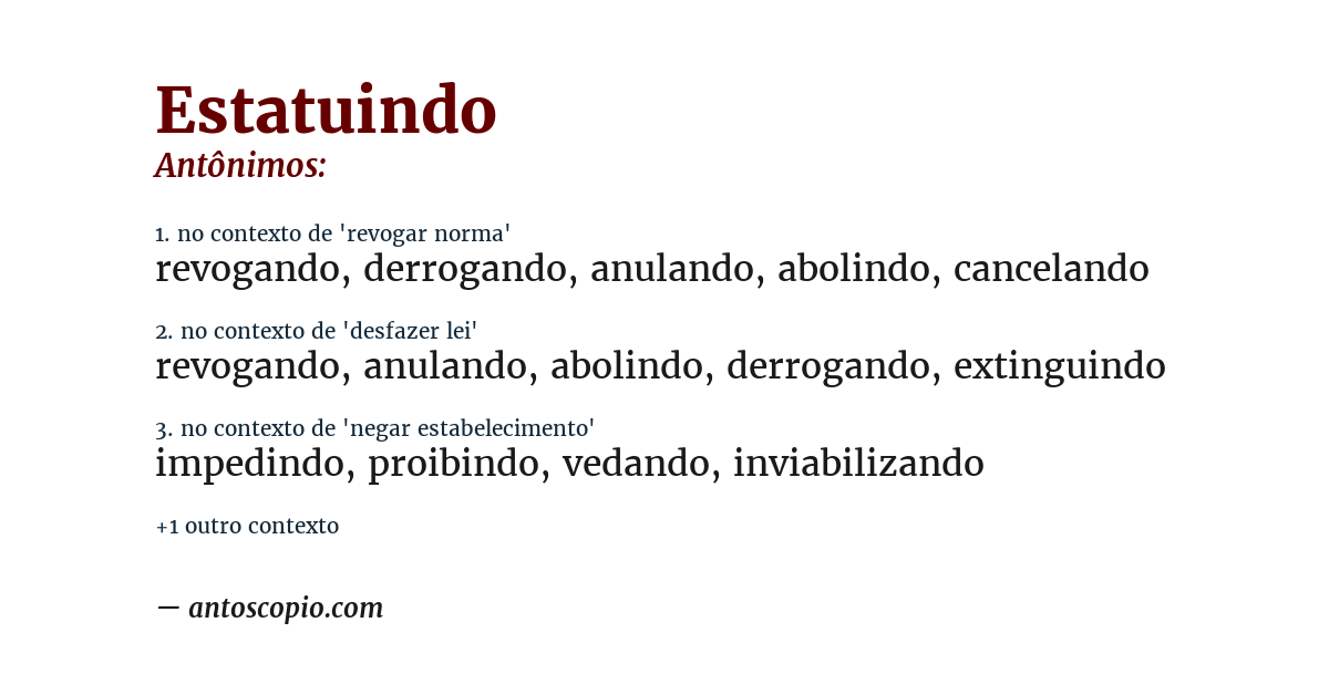 Antônimo de estatuindo