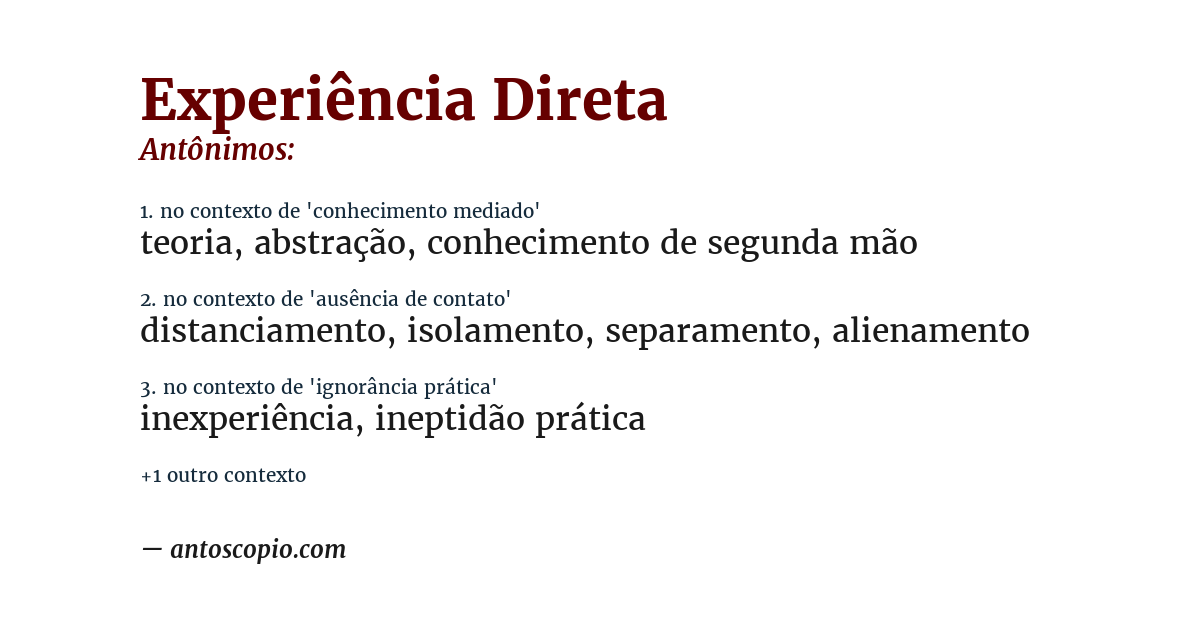 Antônimo de experiência direta