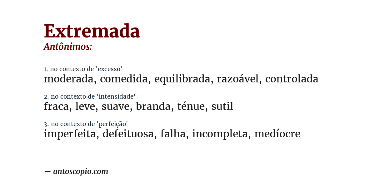 Antônimo de extremada